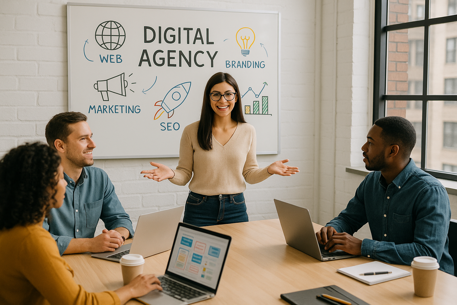 Team meeting in a digital agency